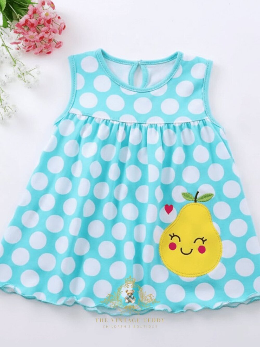 NWT Cute Girls Top Kids Shirt Embroidered Applique Polkadots & Happy Lemon 1-3Y - Picture 2 of 2